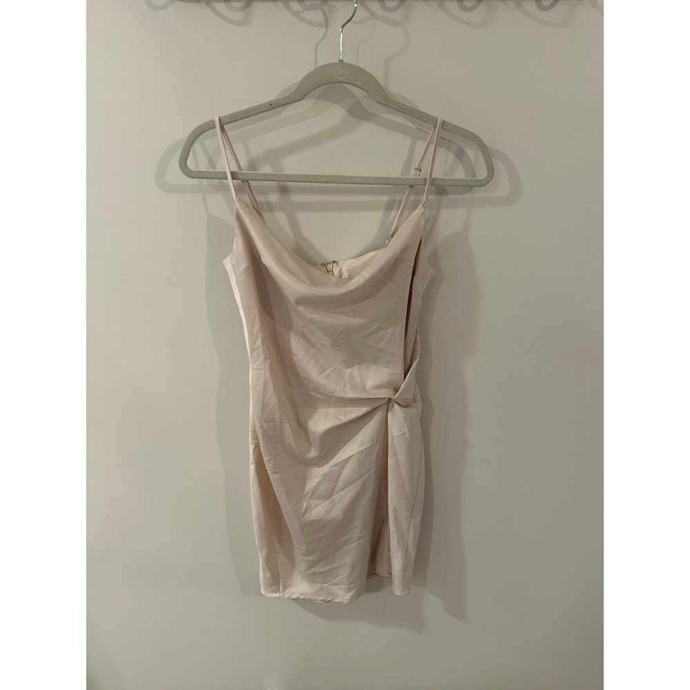 Glam Blush Nude Mini Dress Adjustable Straps Women's Size Small